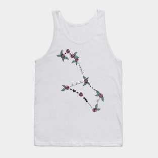 Puppis Constellation Roses and Hearts Doodle Tank Top